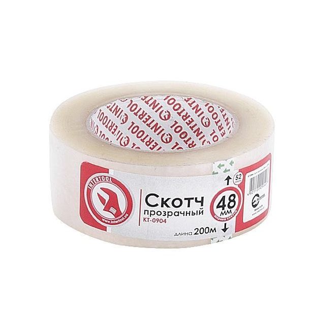 Скотч прозорий 48мм*200м*52мкм INTERTOOL KT-0904, фото  | SNABZHENIE.com.ua