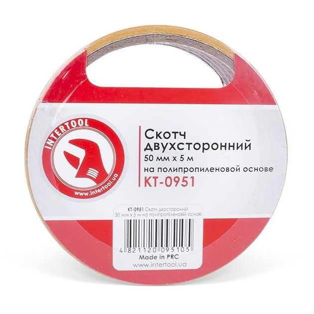 Двухсторонний скотч 50 мм * 5 м на полипропиленовой основе INTERTOOL, фото  | SNABZHENIE.com.ua
