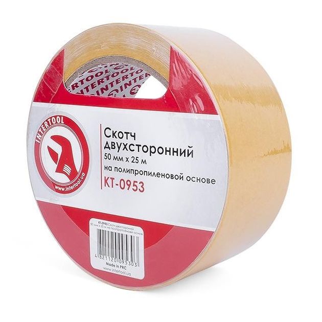 Двусторонний скотч 50 мм*25 м на полипропиленовой основе INTERTOOL, фото , изображение 2 | SNABZHENIE.com.ua Двусторонний скотч 50 мм*25 м на полипропиленовой основе INTERTOOL, фото , изображение 2 | SNABZHENIE.com.ua