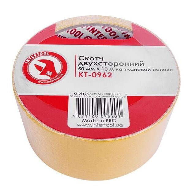 Двусторонний скотч 50мм*10м на тканевой основе INTERTOOL KT-0962, фото , изображение 3 | SNABZHENIE.com.ua Двусторонний скотч 50мм*10м на тканевой основе INTERTOOL KT-0962, фото , изображение 3 | SNABZHENIE.com.ua