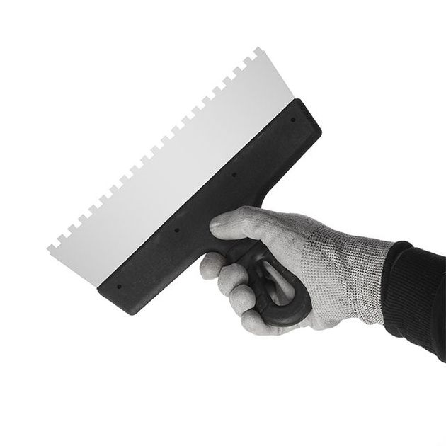 Шпатель нержавеющий 250мм с зубом 6x6мм INTERTOOL KT-2256, фото , изображение 3 | SNABZHENIE.com.ua