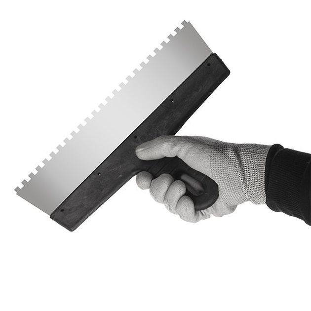 Шпатель нержавеющий 300мм с зубом 6x6мм INTERTOOL KT-2306, фото , изображение 3 | SNABZHENIE.com.ua