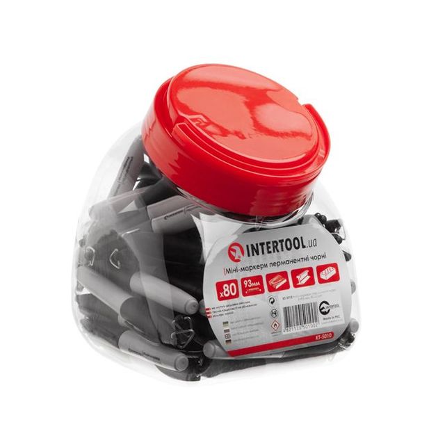 Мини-маркеры перманентные черные, 80 шт, INTERTOOL KT-5010, фото  | SNABZHENIE.com.ua