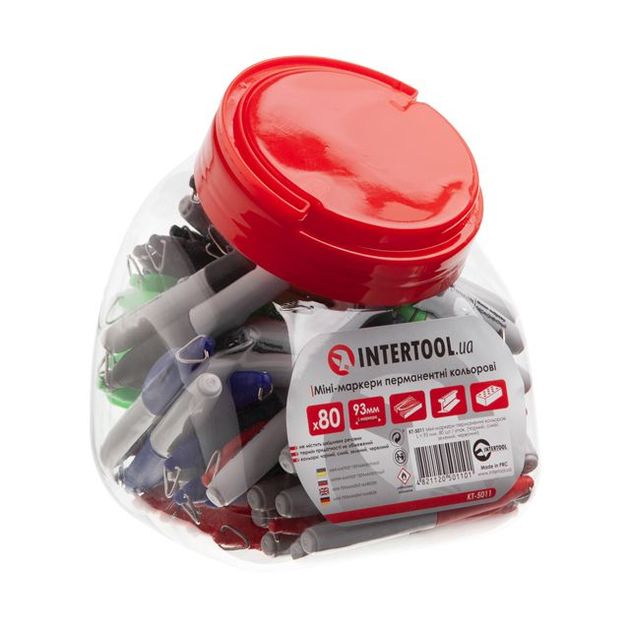 Мини-маркеры перманентные цветные, 80 шт, INTERTOOL KT-5011, фото  | SNABZHENIE.com.ua