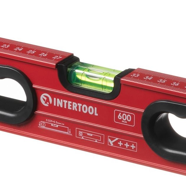 Уровень з поворотною капсулою 600 мм 3 ока INTERTOOL MT-1266, фото , зображення 5 | SNABZHENIE.com.ua