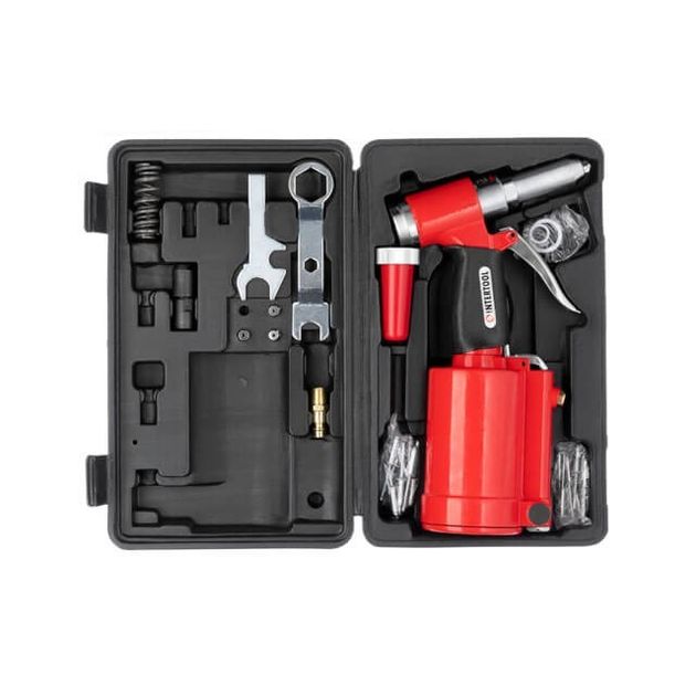 Пневматичний заклепочний пістолет в чемодані з аксесуарами INTERTOOL PT-1304, фото , зображення 7 | SNABZHENIE.com.ua