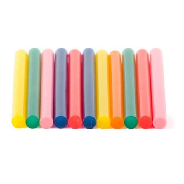 Комплект кольорових клеєвих стержнів 11.2 мм * 100 мм, 12 шт INTERTOOL RT-1027, фото , зображення 2 | SNABZHENIE.com.ua