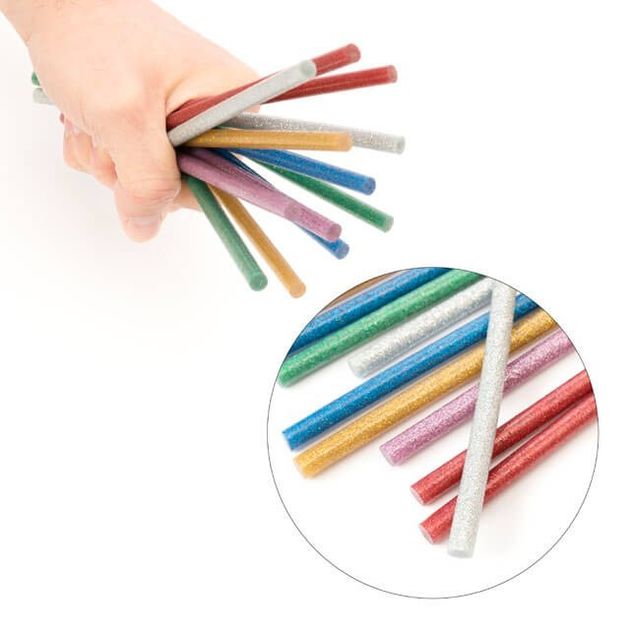 Комплект кольорових перламутрових клеєвих стержнів 7.4 мм * 200 мм, 12 шт INTERTOOL RT-1034, фото , зображення 4 | SNABZHENIE.com.ua