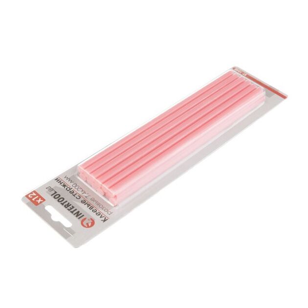 Комплект рожевих клеєвих стержнів 7.4мм*200мм, 12шт. INTERTOOL RT-1048, фото , зображення 2 | SNABZHENIE.com.ua