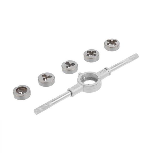 Набір плашок з тримачем 6 ед (M4, M5, M6, M8, M10) INTERTOOL SD-8019, фото , зображення 2 | SNABZHENIE.com.ua