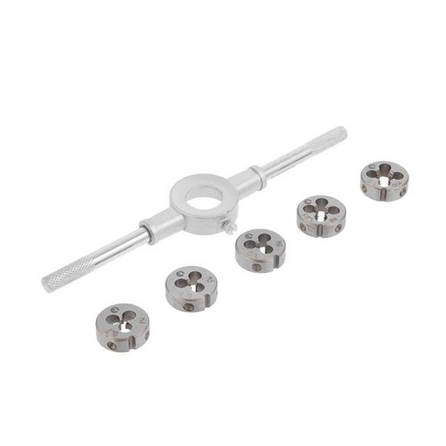 Набор плашек с держателем INTERTOOL SD-8019 (6 ед, M4-M10), фото  | SNABZHENIE.com.ua
