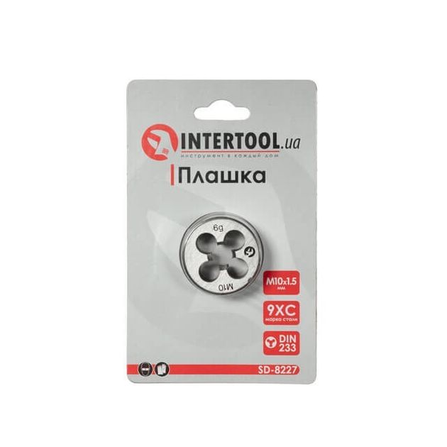Плашка M10x1,5 мм INTERTOOL SD-8227, фото , изображение 3 | SNABZHENIE.com.ua Плашка M10x1,5 мм INTERTOOL SD-8227, фото , изображение 3 | SNABZHENIE.com.ua