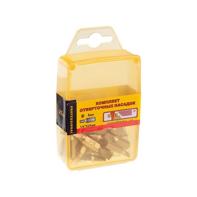Комплект отверточных насадок 5 мм 1/4"x 25 мм - 25 шт. INTERTOOL VT-0033, фото  | SNABZHENIE.com.ua