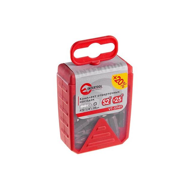 Комплект отверточных насадок PZ2 1/4"x 25 мм - 25 шт. INTERTOOL VT-5949, фото  | SNABZHENIE.com.ua