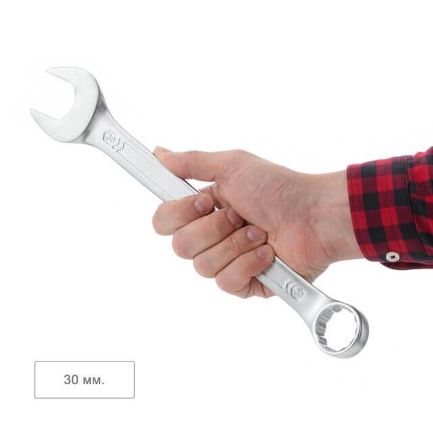 Ключ комбинированный 30 мм Cr-V, сатин-хром, DIN3113, STORM INTERTOOL XT-1030, фото , изображение 4 | SNABZHENIE.com.ua Ключ комбинированный 30 мм Cr-V, сатин-хром, DIN3113, STORM INTERTOOL XT-1030, фото , изображение 4 | SNABZHENIE.com.ua