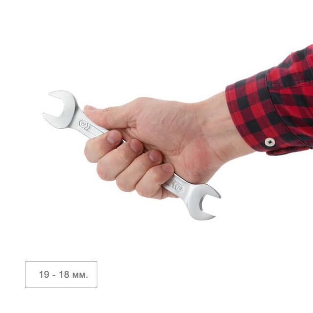 Ключ рожковый 18-19 мм Cr-V, сатин-хром, DIN3110 STORM INTERTOOL, фото , изображение 4 | SNABZHENIE.com.ua Ключ рожковый 18-19 мм Cr-V, сатин-хром, DIN3110 STORM INTERTOOL, фото , изображение 4 | SNABZHENIE.com.ua