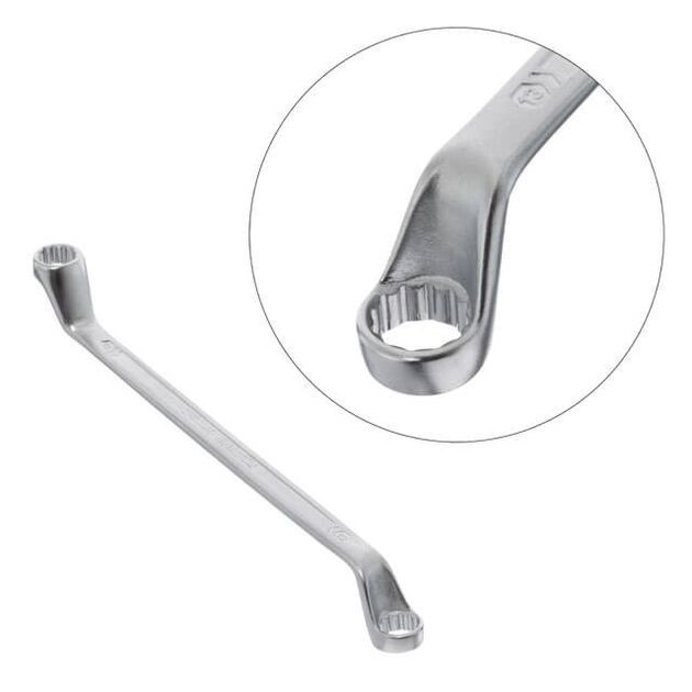 Ключ накидной 12-13 мм Cr-V, покрытие сатин-хром; PROF DIN3113 INTERTOOL XT-1212, фото , зображення 3 | SNABZHENIE.com.ua