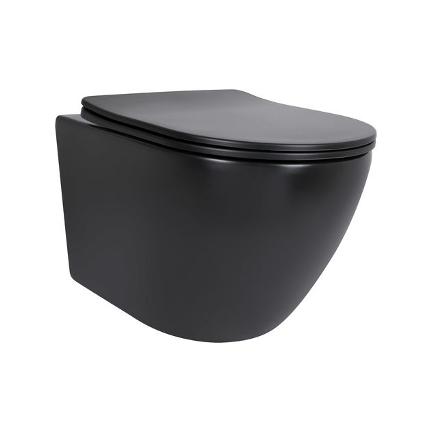 Унитаз подвесной Qtap Robin New Ultra Quiet с сиденьем Soft-Close MATT BLACK, фото  | SNABZHENIE.com.ua