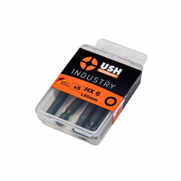 Насадка викруткова USH Industry з кульовим наконечником подовжена: HEX 6 x 50 мм, Уп. 5 шт., фото , изображение 2 | SNABZHENIE.com.ua