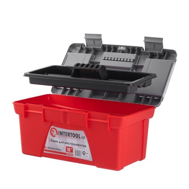 Ящик для инструментов INTERTOOL BX-0418, 18" 480x250x230 мм, фото , изображение 3 | SNABZHENIE.com.ua Ящик для инструментов INTERTOOL BX-0418, 18" 480x250x230 мм, фото , изображение 3 | SNABZHENIE.com.ua