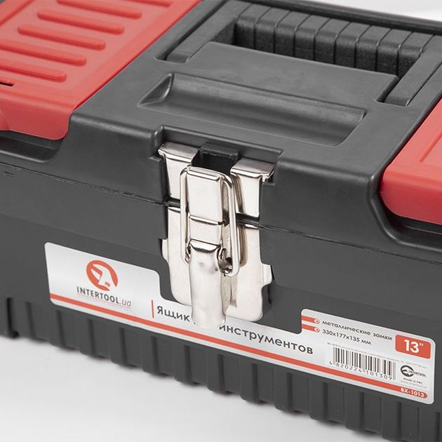 Ящик для инструментов INTERTOOL BX-1013, 330*177*135 мм, металлокл., фото , изображение 3 | SNABZHENIE.com.ua Ящик для инструментов INTERTOOL BX-1013, 330*177*135 мм, металлокл., фото , изображение 3 | SNABZHENIE.com.ua