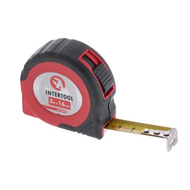 Рулетка 3м с фиксатором INTERTOOL MT-0403, фото  | SNABZHENIE.com.ua