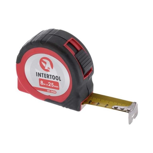 Рулетка 8м*25мм с фиксатором INTERTOOL MT-0408, фото  | SNABZHENIE.com.ua