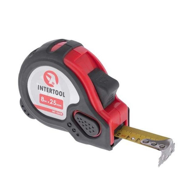 Рулетка 8м*25мм с фиксатором и магнитом INTERTOOL MT-0608, фото  | SNABZHENIE.com.ua