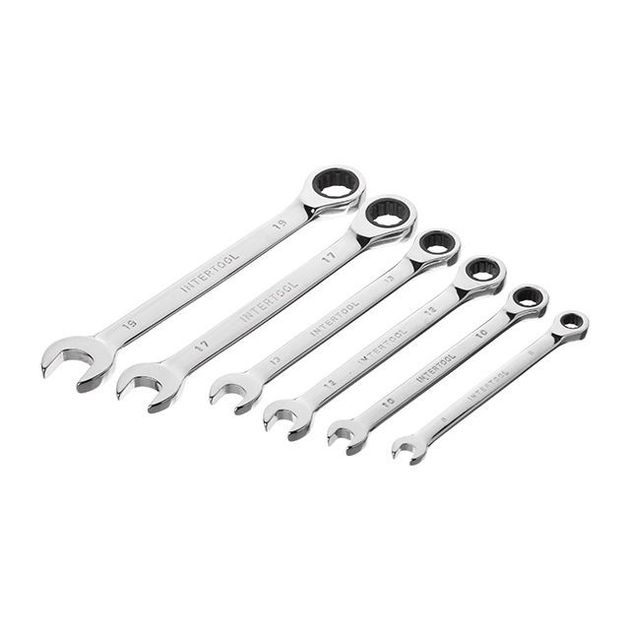 Набір ключів комбінованих з храповим механізмом 6 шт., 8-19 мм (8-10-12-13-17-19) Cr-V; PROF DIN3113 INTERTOOL XT-1301, фото , зображення 3 | SNABZHENIE.com.ua Набір ключів комбінованих з храповим механізмом 6 шт., 8-19 мм (8-10-12-13-17-19) Cr-V; PROF DIN3113 INTERTOOL XT-1301, фото , зображення 3 | SNABZHENIE.com.ua