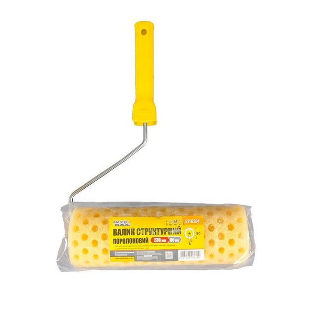 Валик малярный структурный MASTERTOOL Moltopren Decor Горох 80/230 мм Ø 6 мм с ручкой 92-6204, фото , изображение 3 | SNABZHENIE.com.ua