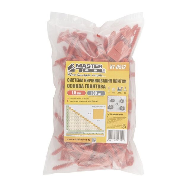 Система выравнивания плитки MASTERTOOL ОСНОВА винтовая 1.5 мм набор 100 шт, фото , изображение 3 | SNABZHENIE.com.ua Система выравнивания плитки MASTERTOOL ОСНОВА винтовая 1.5 мм набор 100 шт, фото , изображение 3 | SNABZHENIE.com.ua