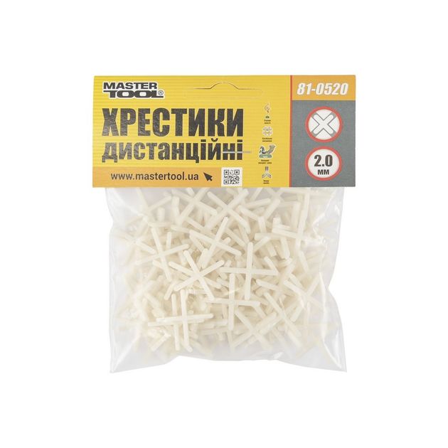 Крестики дистанционные для укладки керамической плитки MASTERTOOL 2.0 мм 120 шт, фото , изображение 3 | SNABZHENIE.com.ua Крестики дистанционные для укладки керамической плитки MASTERTOOL 2.0 мм 120 шт, фото , изображение 3 | SNABZHENIE.com.ua