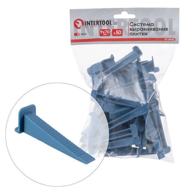 Система выравнивания плитки, клин 9*70 мм / 50 шт INTERTOOL KT-4950, фото  | SNABZHENIE.com.ua