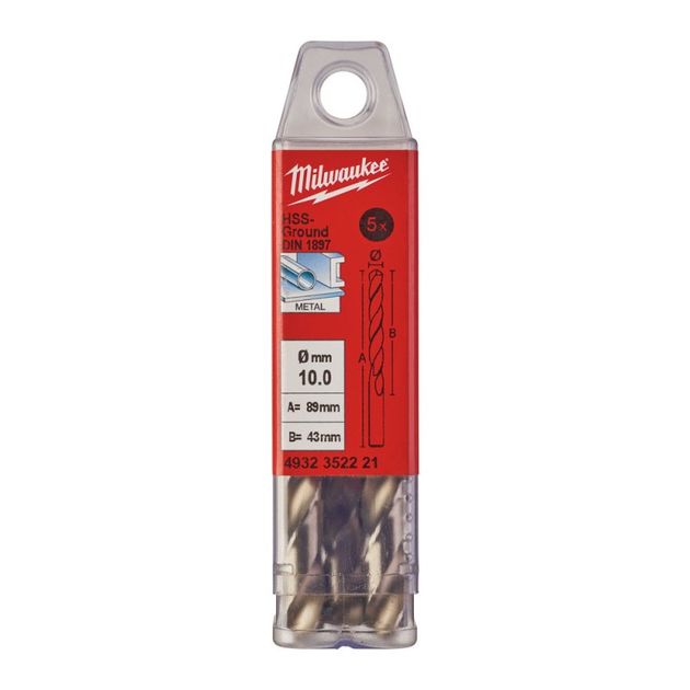 Сверло по металлу HSS-G MILWAUKEE DIN1897, Ø10,0х89х43мм, короткое, (5шт), фото  | SNABZHENIE.com.ua