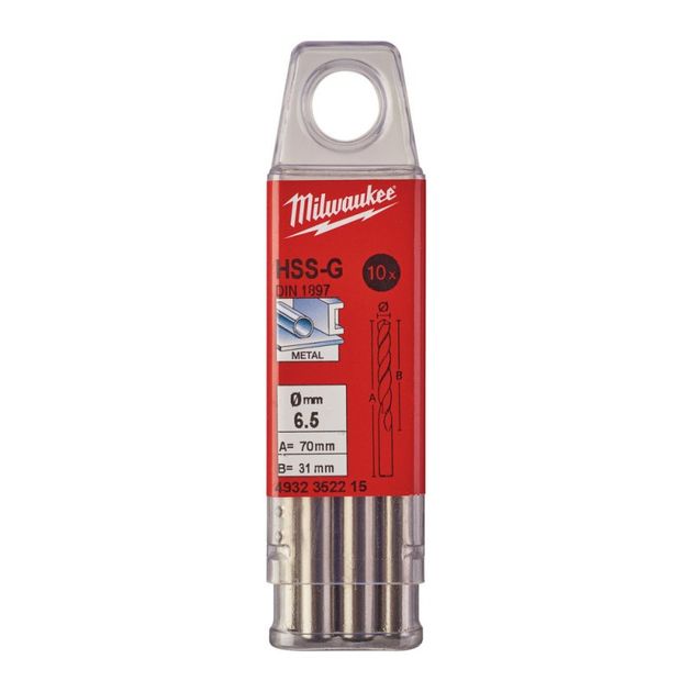 Сверло по металлу HSS-G MILWAUKEE DIN1897, Ø6,5х70х31мм, короткое, (10шт), фото  | SNABZHENIE.com.ua