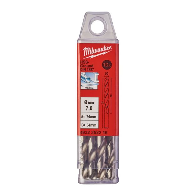 Сверло по металлу HSS-G MILWAUKEE DIN1897, Ø7,0х74х34мм, короткое, (5шт), фото  | SNABZHENIE.com.ua
