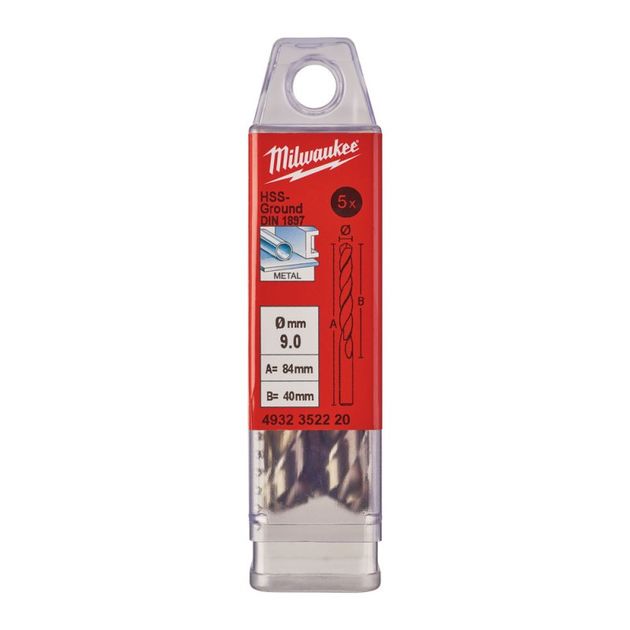 Сверло по металлу HSS-G MILWAUKEE DIN1897, Ø9,0х84х40мм, короткое, (5шт), фото  | SNABZHENIE.com.ua