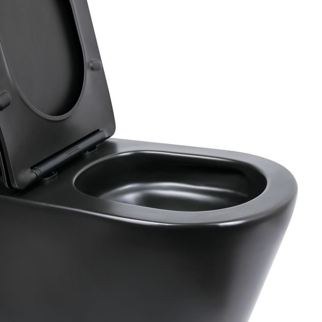 Унитаз напольный Qtap Scorpio Ultra Quiet безободковый с сиденьем Soft-Close матовый черный, фото , изображение 4 | SNABZHENIE.com.ua Унитаз напольный Qtap Scorpio Ultra Quiet безободковый с сиденьем Soft-Close матовый черный, фото , изображение 4 | SNABZHENIE.com.ua