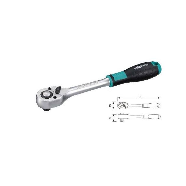 Трещотка Whirlpower 1/2" 260мм 72 зуба изогнутая, фото  | SNABZHENIE.com.ua