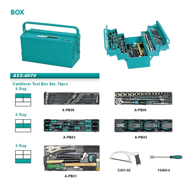 Набір інструментів Whirlpower 70 од. в металевому ящику, фото , изображение 3 | SNABZHENIE.com.ua