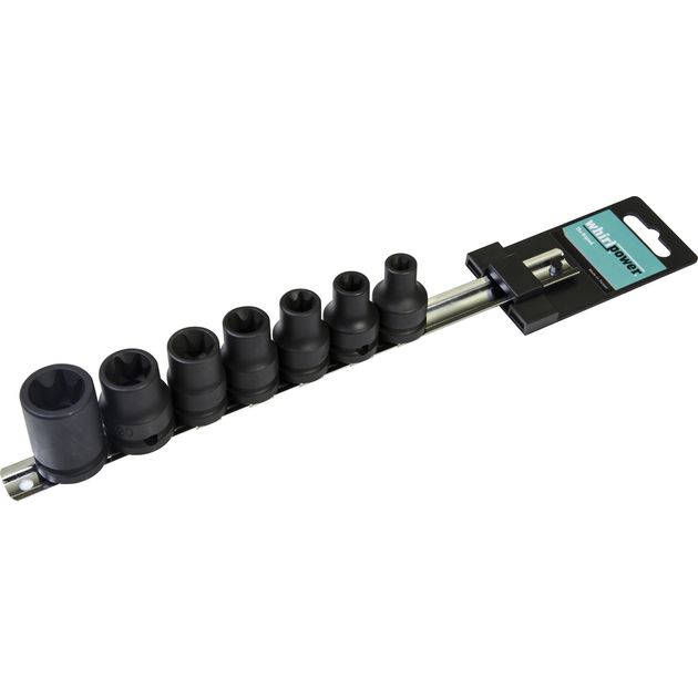 Набор ударных головок Whirlpower 1/2" 7 шт. (E10-E24) на планке, фото  | SNABZHENIE.com.ua