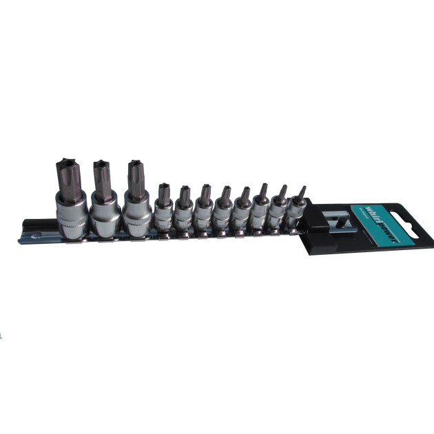 Набір головок Whirlpower Torx 1/4 і 3/8, 11 од. на планці, фото  | SNABZHENIE.com.ua
