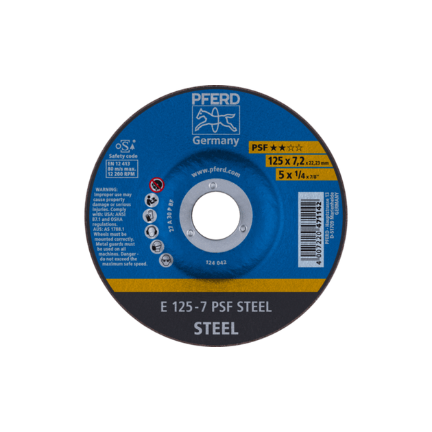 Круг зачистной 125*7,2*22 PSF STEEL для стали и чугуна, фото  | SNABZHENIE.com.ua