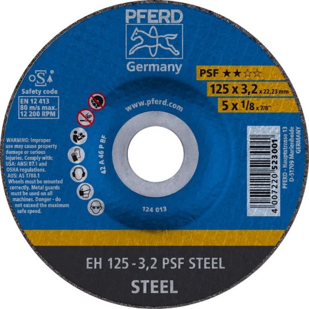 Круг отрезной 125*3,2*22мм PSF STEEL для металла Pferd, фото  | SNABZHENIE.com.ua