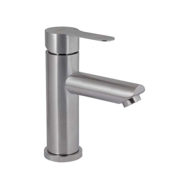 Смеситель для раковины Brinex Pure 001F низкий никель, фото  | SNABZHENIE.com.ua