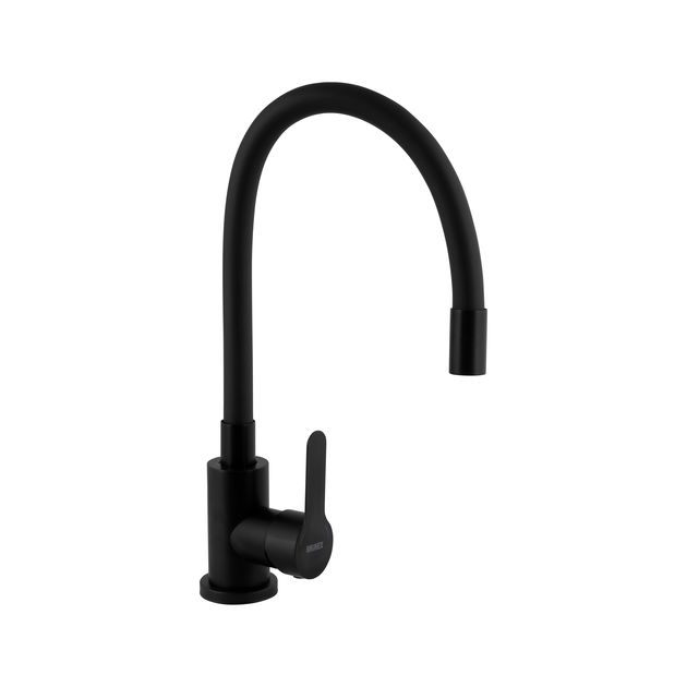 Смеситель для кухни Brinex Pure 015F3 с гибким изливом черный матовый, фото  | SNABZHENIE.com.ua