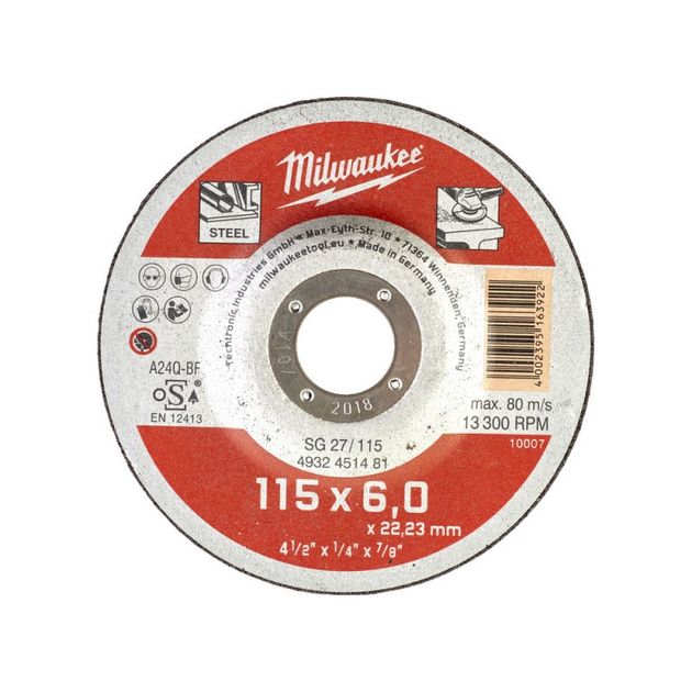 Диск зачистной по металлу MILWAUKEE, SG 27/115х6, Ø115мм, фото  | SNABZHENIE.com.ua