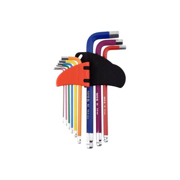 Ключі шестигранні з кулькою YATO: М1.5-10 мм, Г-подібні, HRC 58-62, S2 [10/50], фото , зображення 2 | SNABZHENIE.com.ua