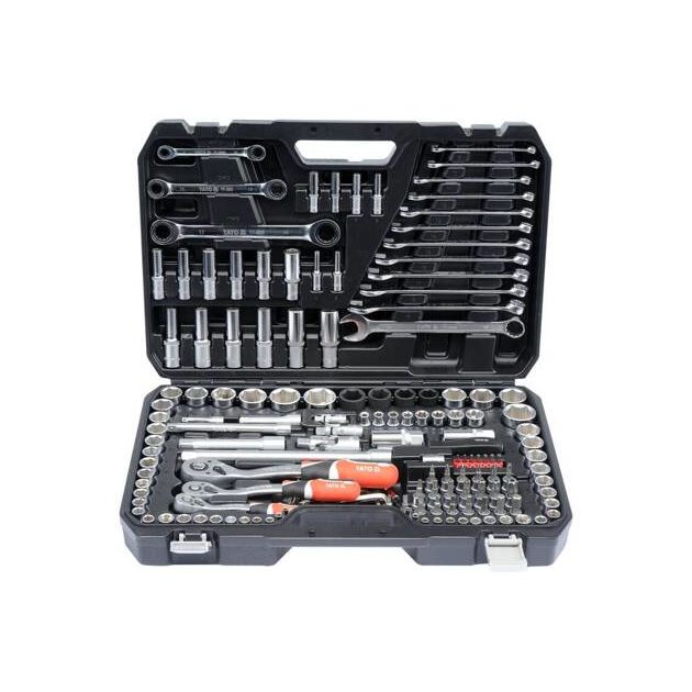 Набор инструментов YATO 150 шт., квадрат 1/4, 3/8 и 1/2 (YT-38811), фото , изображение 3 | SNABZHENIE.com.ua