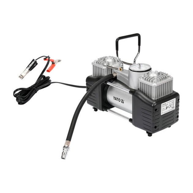 Автомобильный компрессор YATO 12В, 250Вт, 60л/мин, шланг 5м, LED фонарь, фото , изображение 4 | SNABZHENIE.com.ua